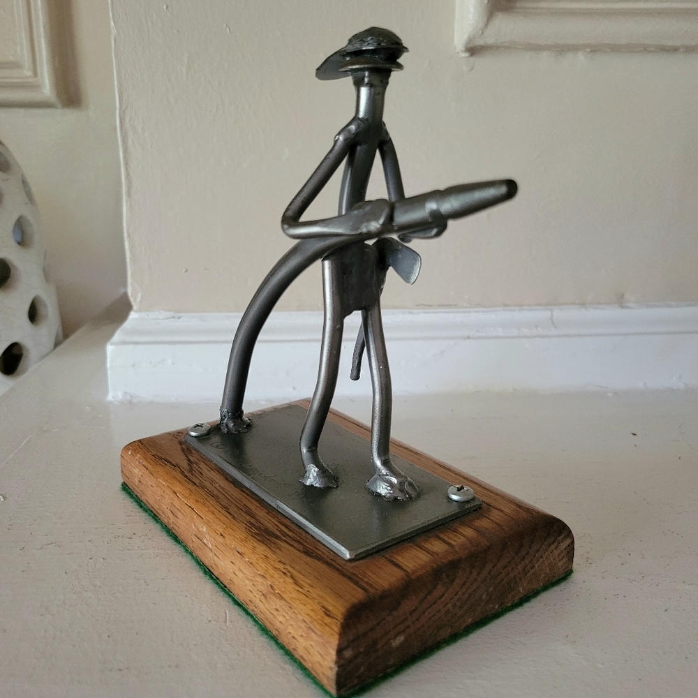 Vintage Fireman Handmade Art Sculpture Figurine Artist Signed